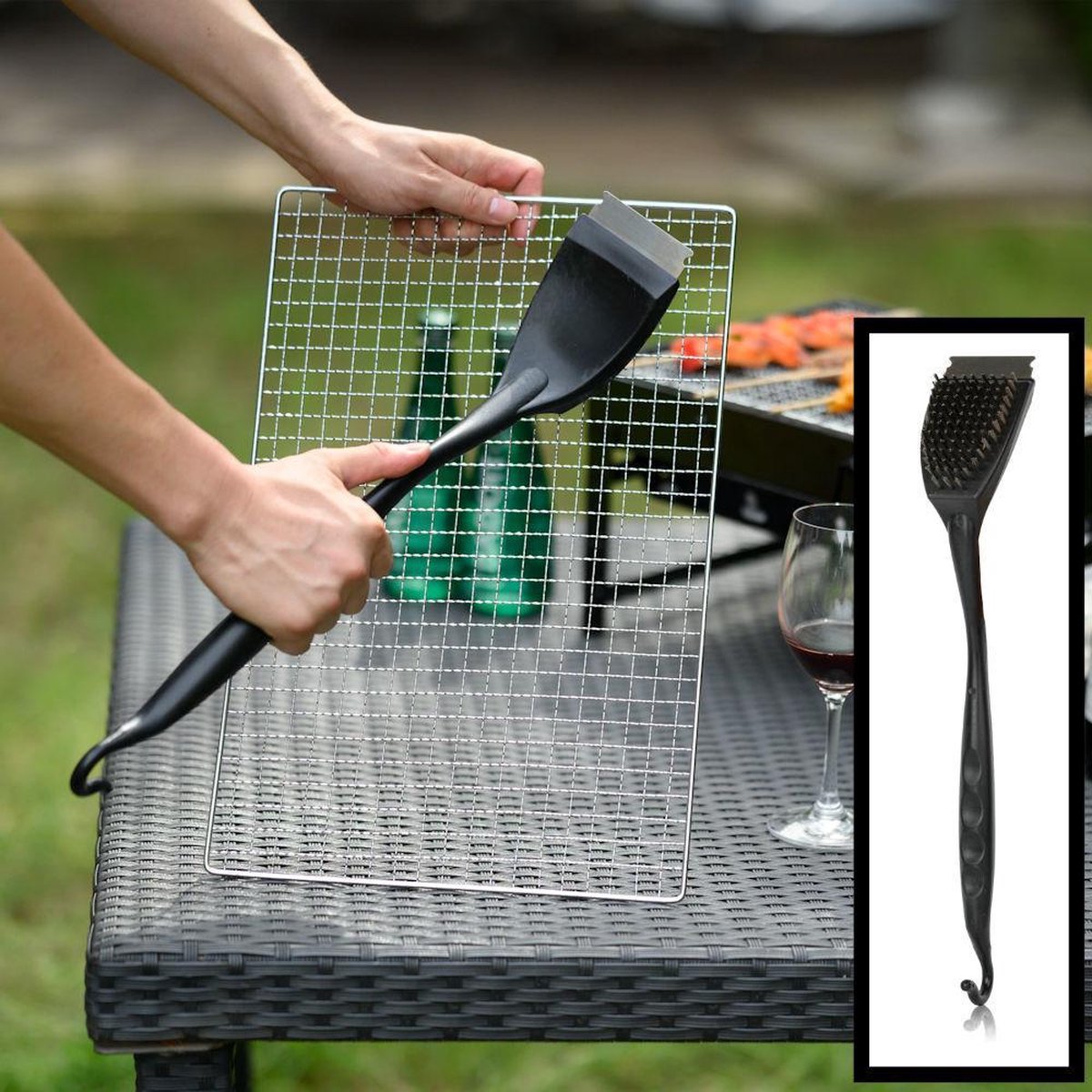 PRO BBQ Borstel met Schraper - Barbecue Schoonmaken - Grill - Schoonmaak borstels - Reinigen - Rvs - Staal - Borstel