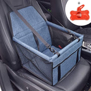 Hondenstoel auto – Blauwgrijs - Autostoel hond – Hondenmand voor in de auto – Autozitje – LumifyMe - 40 x 34 x 25 cm – Gratis hondenpoepzakjes houder t.w.v. €9