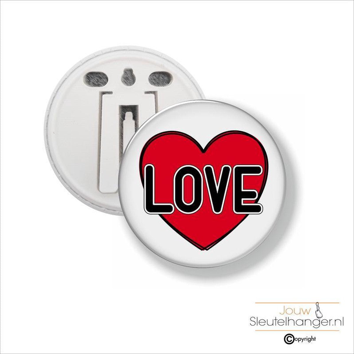 Button Met Clip 58 MM - Love