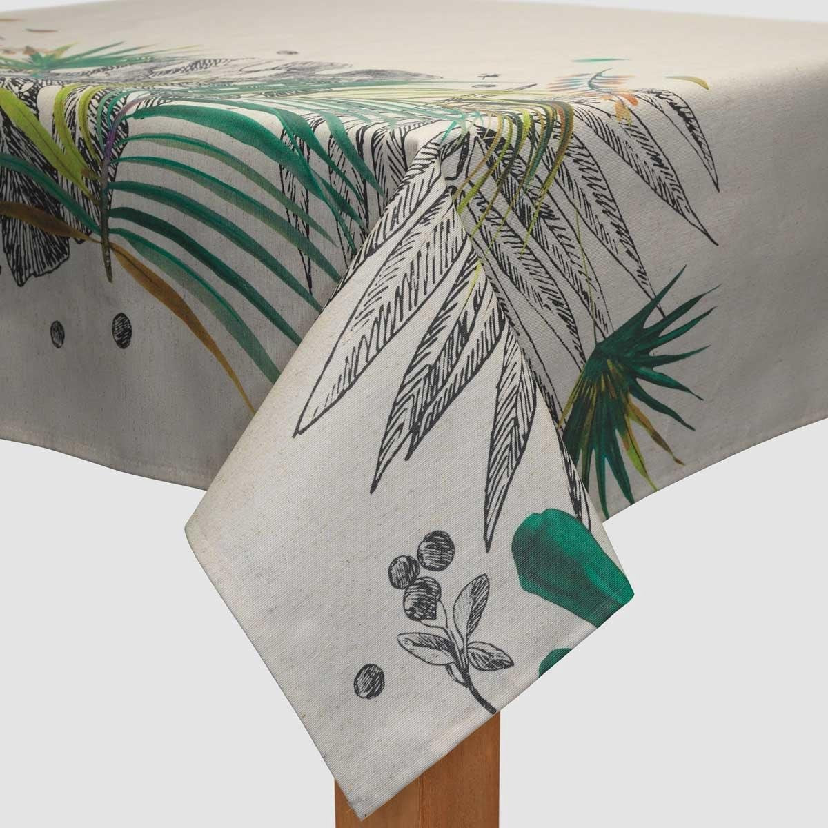 MixMamas Tafelkleed Gecoat - 140 x 250 cm - Monstera Borders