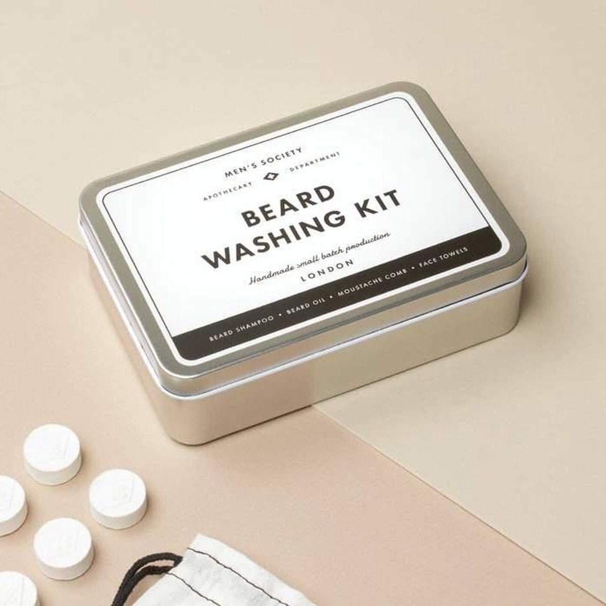 Beard Washing Kit - Baard Verzorging Set - Shampoo - Baard Olie - Snor Kam - Gezicht Handdoek - Reis Set - Kado voor Man - Baard Producten