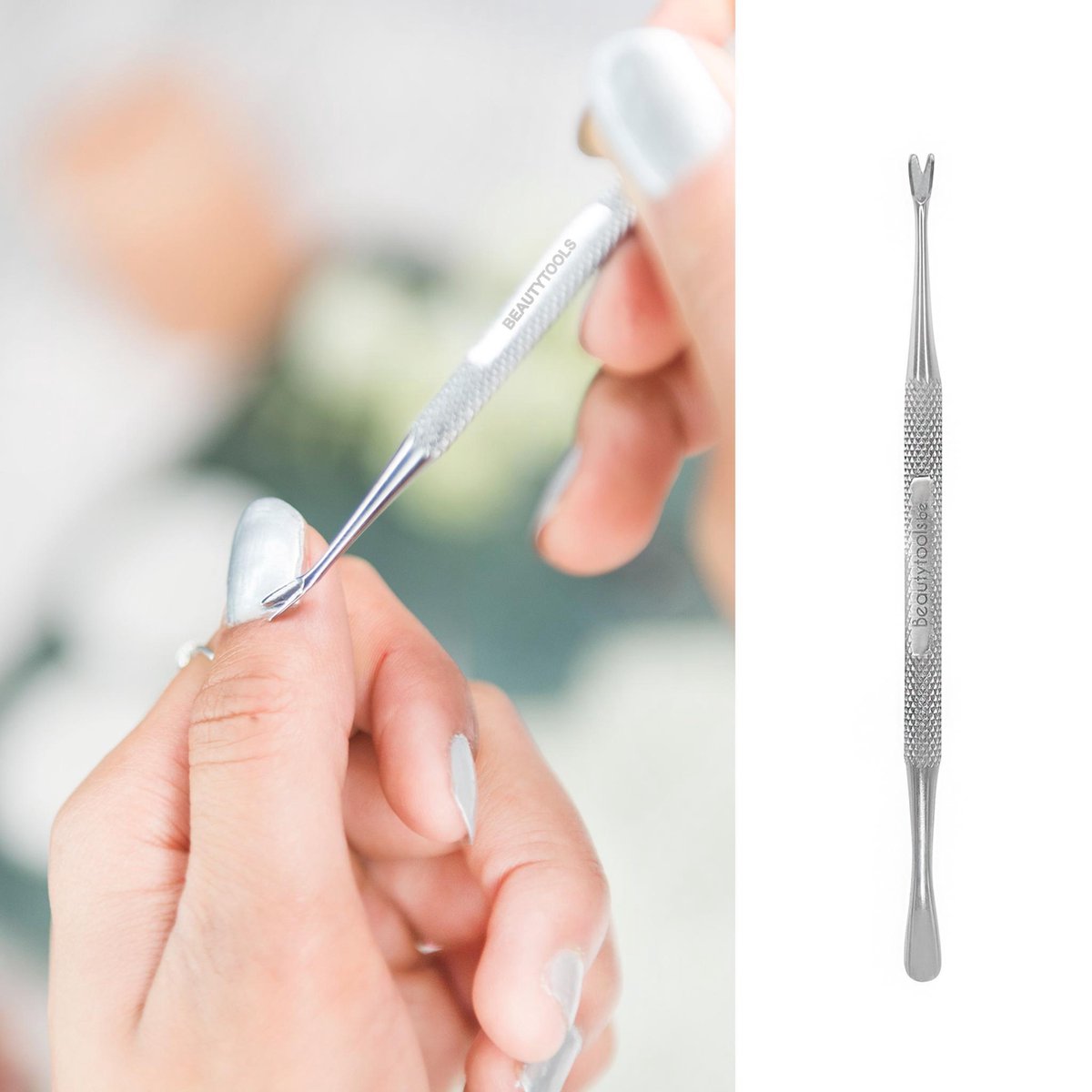 BeautyTools MUST-HAVE Manicure Nagelriemverwijderaar / Mesje Voor Het Weghalen van Cuticles - Nagelriem Snijder - Dubbelzijdig (CT-0485) INOX