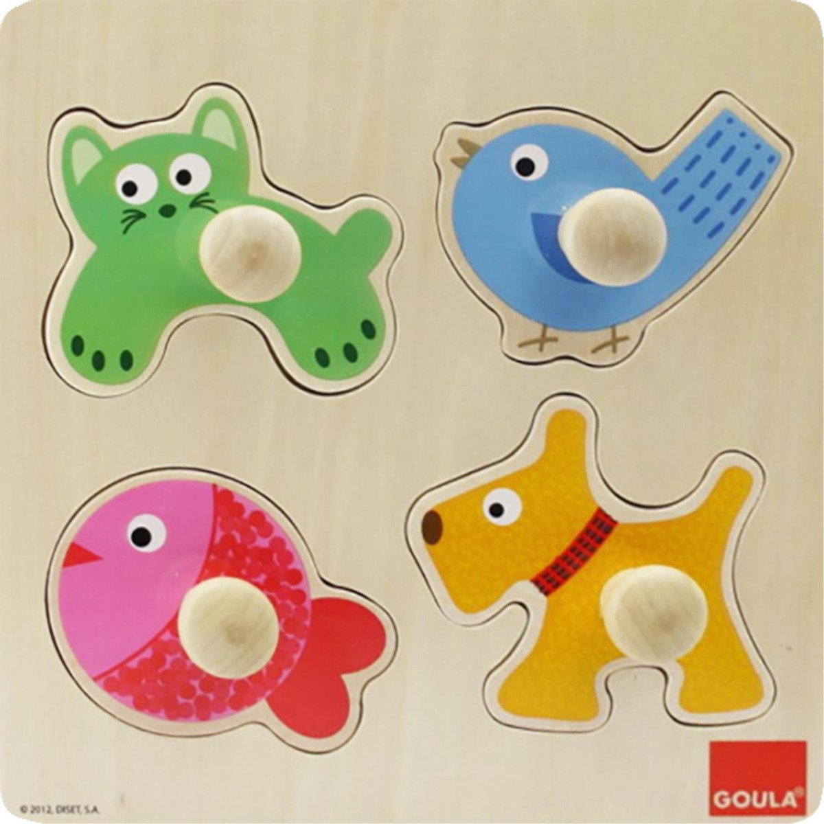 Goula Houten Puzzel - Huisdieren - 4 Stukjes