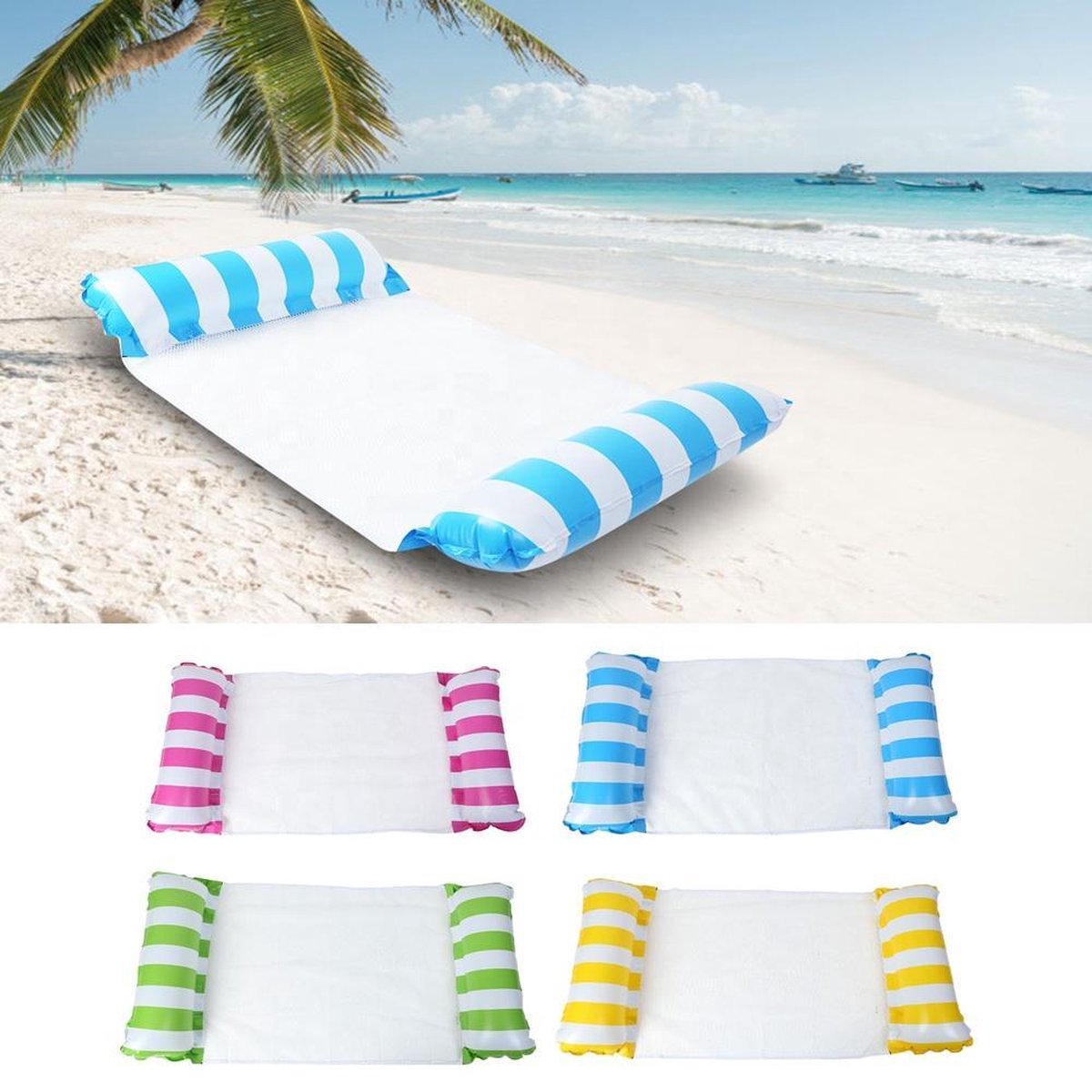 Waterhangmat - Luchtbed Zwembad - Luchtmatras opblaasbaar - Blauw - Zwembad/Strand - Waterspeelgoed - Vakantie