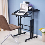 HN® Zit-Sta Laptoptafel Zwart | Tablet- werk en Computertafel | In hoogte verstelbaar | Multifunctioneel | Laptop tafel op wieltjes | 70 cm tot 115 cm | Bijzettafel Bureau