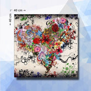 Diamond Painting Pakket Bloemen Hart - vierkante steentjes - 40 x 40 cm