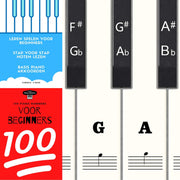Piano stickers  - Leren spelen - Voor beginners - eenvoudig leren spelen - Pianolessen lesboek - Muziek noten - 88 - Keyboard - Witte en zwarte toetsen