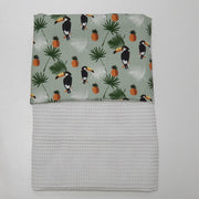 RiFresh - wiegdeken - toekan - mint - witte wafelstof - babykamer