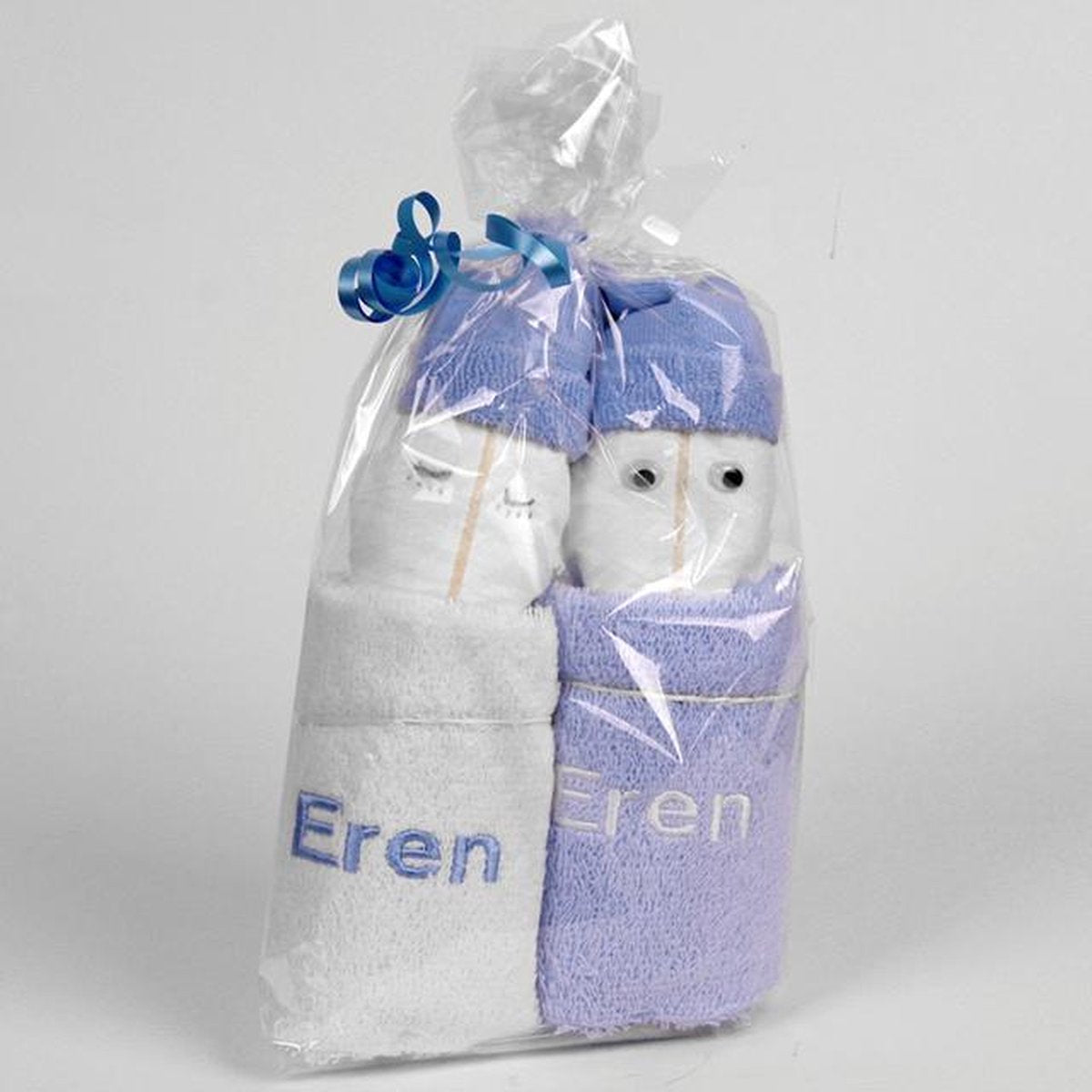 Leuk kado met naam spuugdoekjes - blauw