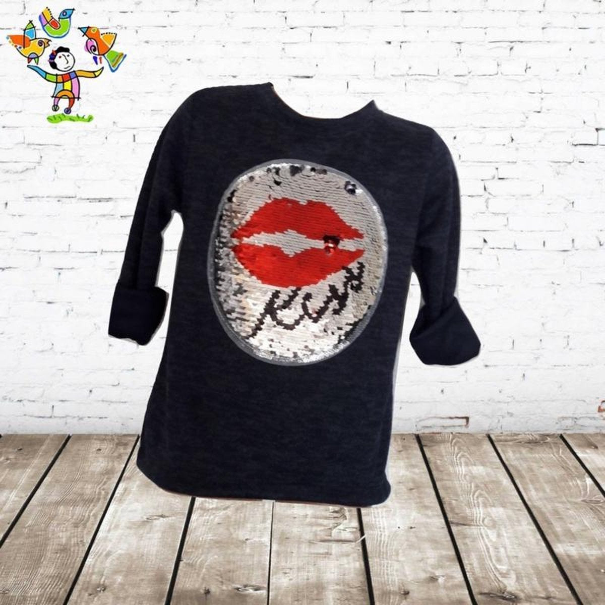 s&C Wrijfshirt Kiss blauw 98/104
