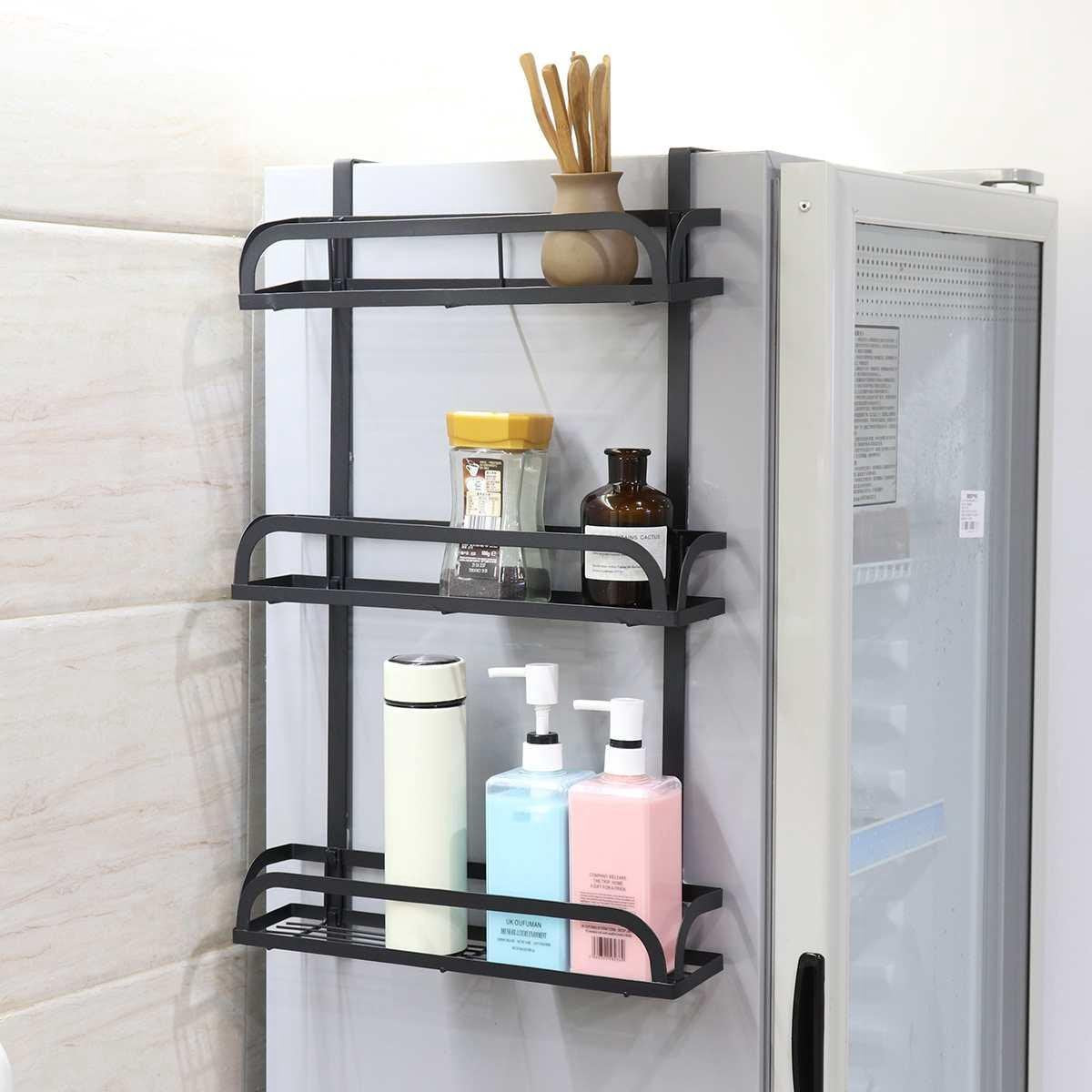 Baymate Adsorptie Koelkast Side Rack Wandmontage Multifunctionele Opslag Houder Keuken Papieren Handdoek Plank Rack Organizer 3 Tier