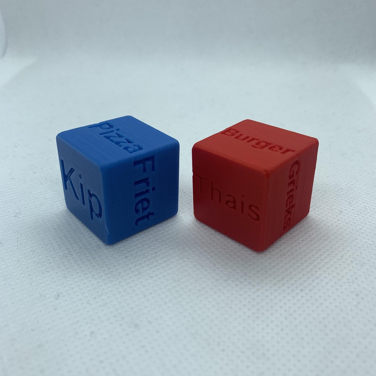 Printonomy Afhaal dobbelstenen - Dobbelstenen set van 2 - gekleurd - Eten - Food - Blauw - Rood - Verjaardag - Cadeau