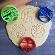 Koekjesvorm | 3-delige set | Baby Jongen - Aankondiging | Baby kool jongen - It's a boy - Baby jongen | Cookie cutter | Uitsteekvorm | Bakvorm | 8cm