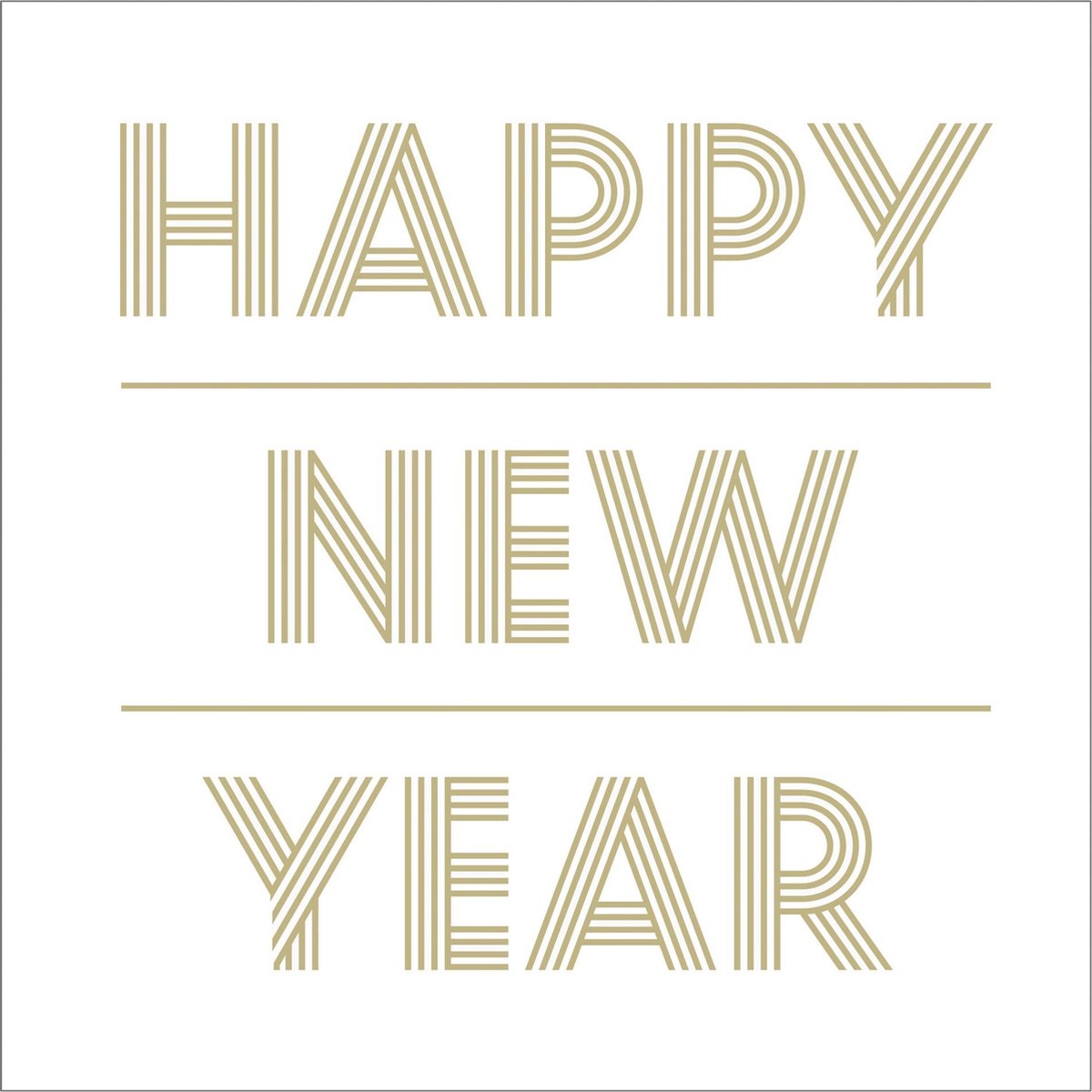 J-Line Pak 20 Servetten Happy Newyear Papier Wit/Goud Large