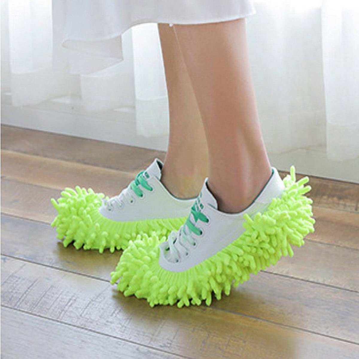 WiseGoods Premium Mop Dweil Sokken - Vloermop Schoenen - Groen - 1 Maat