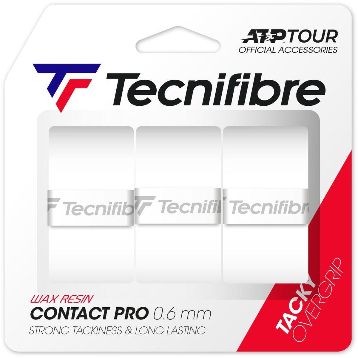 Tecnifibre Contact Pro - 0.60mm - Wit - Overgrip - 3 stuks