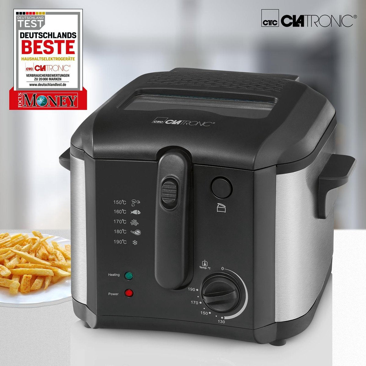 Clatronic Friteuse 1600 W zwart FR 3649 frituurpan