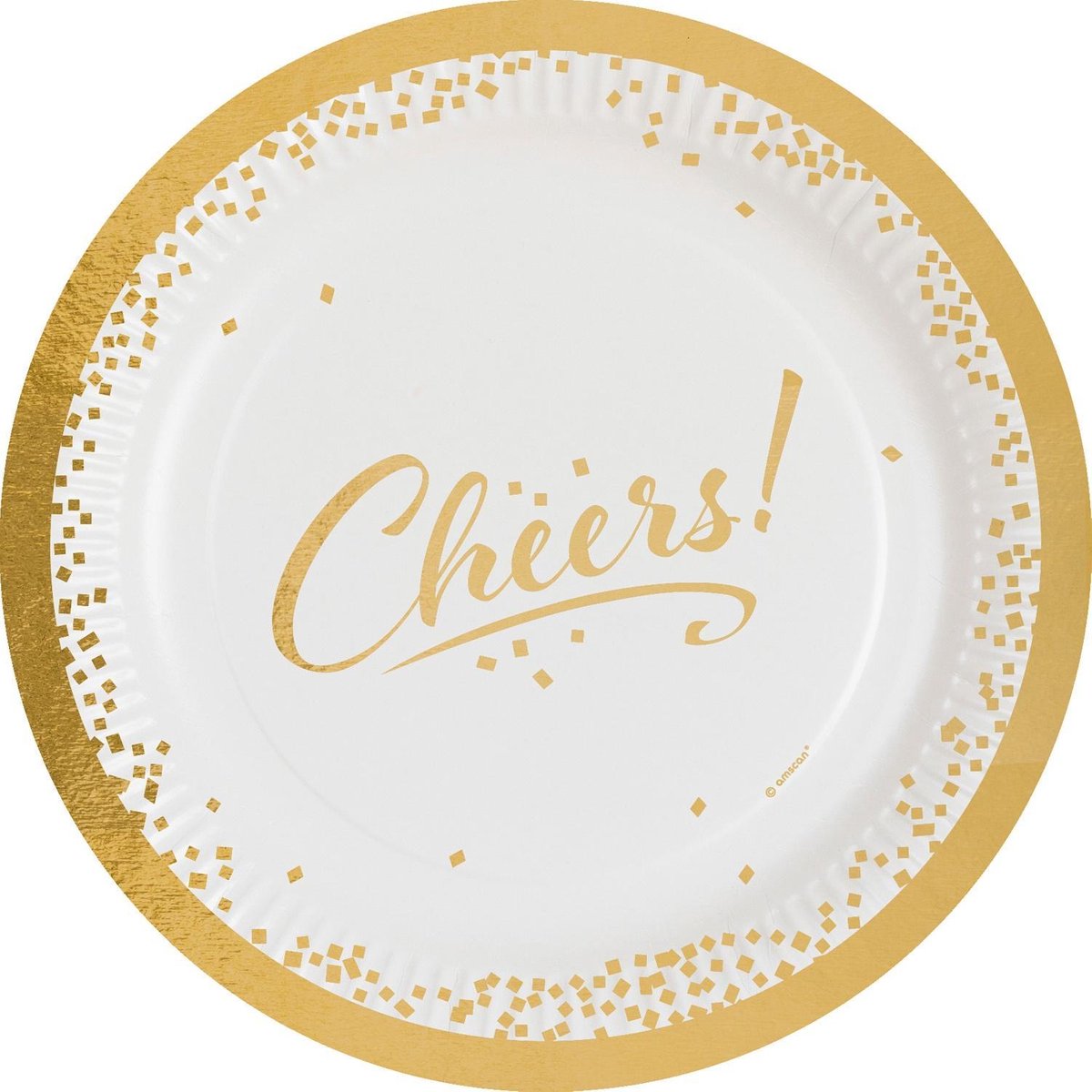Amscan Feestborden Cheers! 23 Cm Karton Wit/goud 8 Stuks