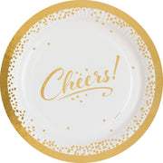 Amscan Feestborden Cheers! 23 Cm Karton Wit/goud 8 Stuks