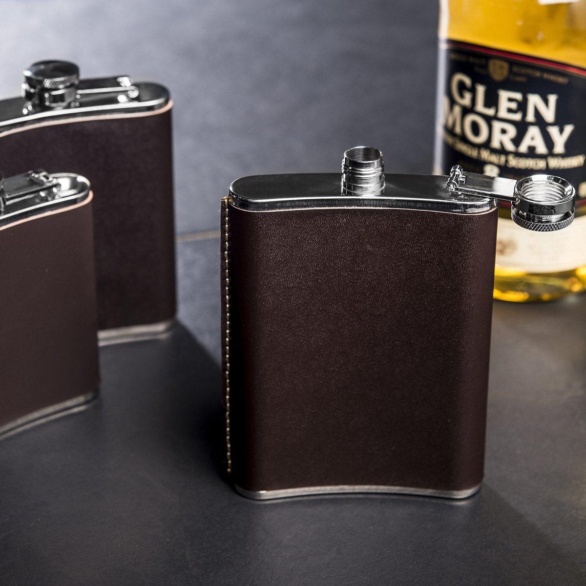 Kikkerland Leren Heupflacon - 230 Ml
