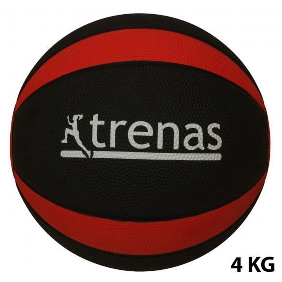 Trenas - Pro Medicijnbal - Medicine bal - Rubber - 4 kg - Zwart-Rood