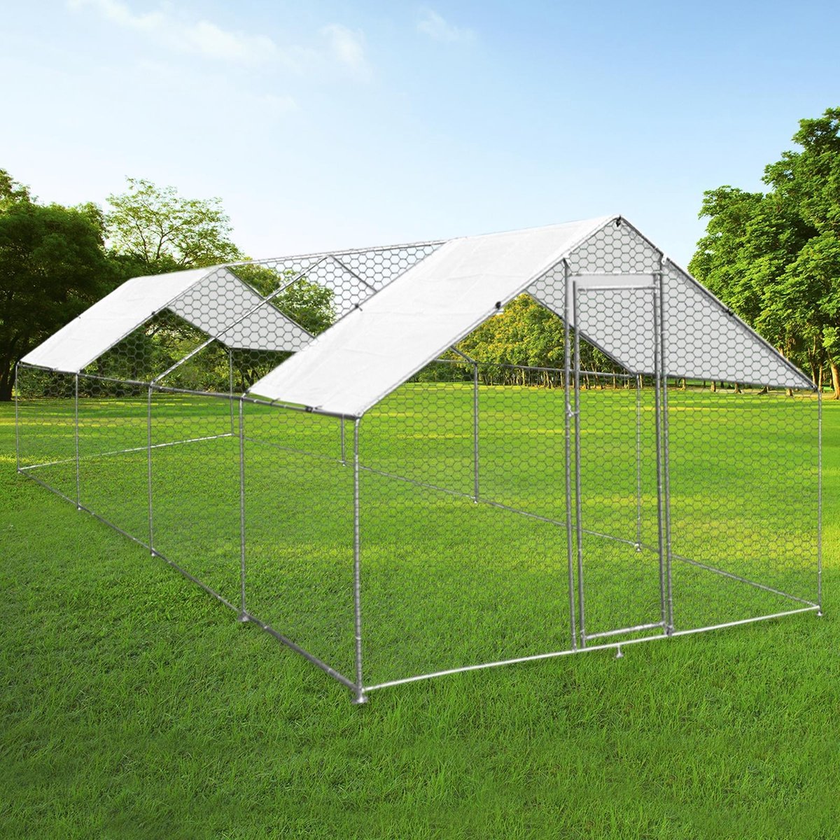 Vrijstaand Kippenren Kippenverblijf 4m x 8m x 2m Gratis dak hoezen en voedingsschep