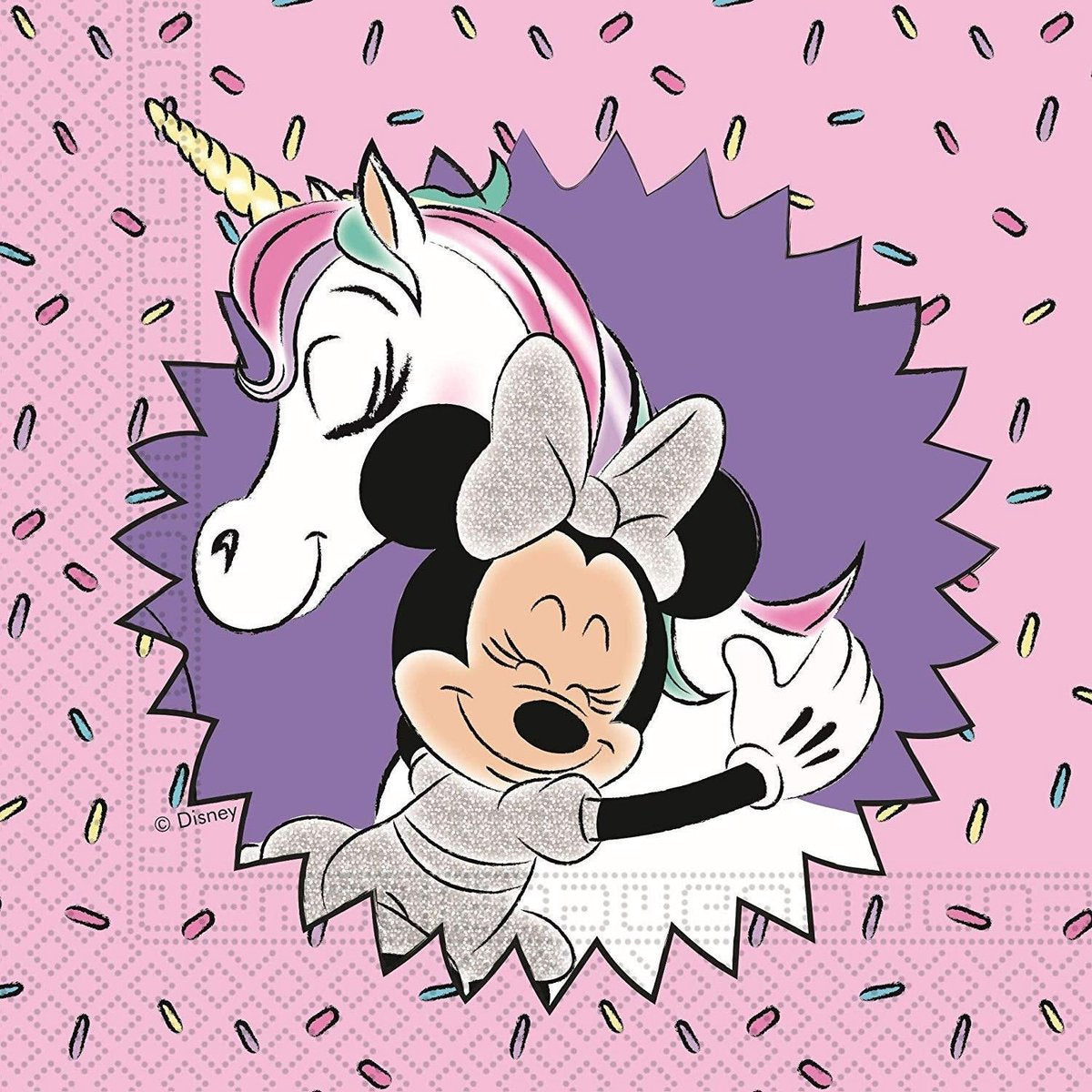Procos Servetten Minnie Unicorn Lila/roze 33 Cm 20 Stuks