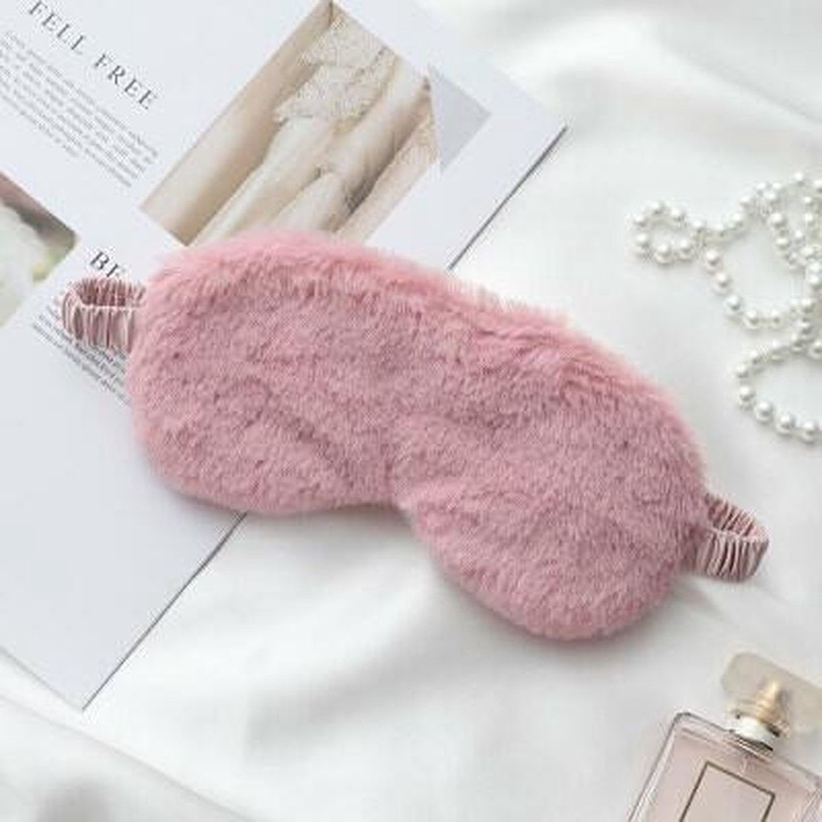 Dames slaapmasker roze pluche wollig | reismasker met vacht | oogmasker vrouwen - dames - tieners | Reizen