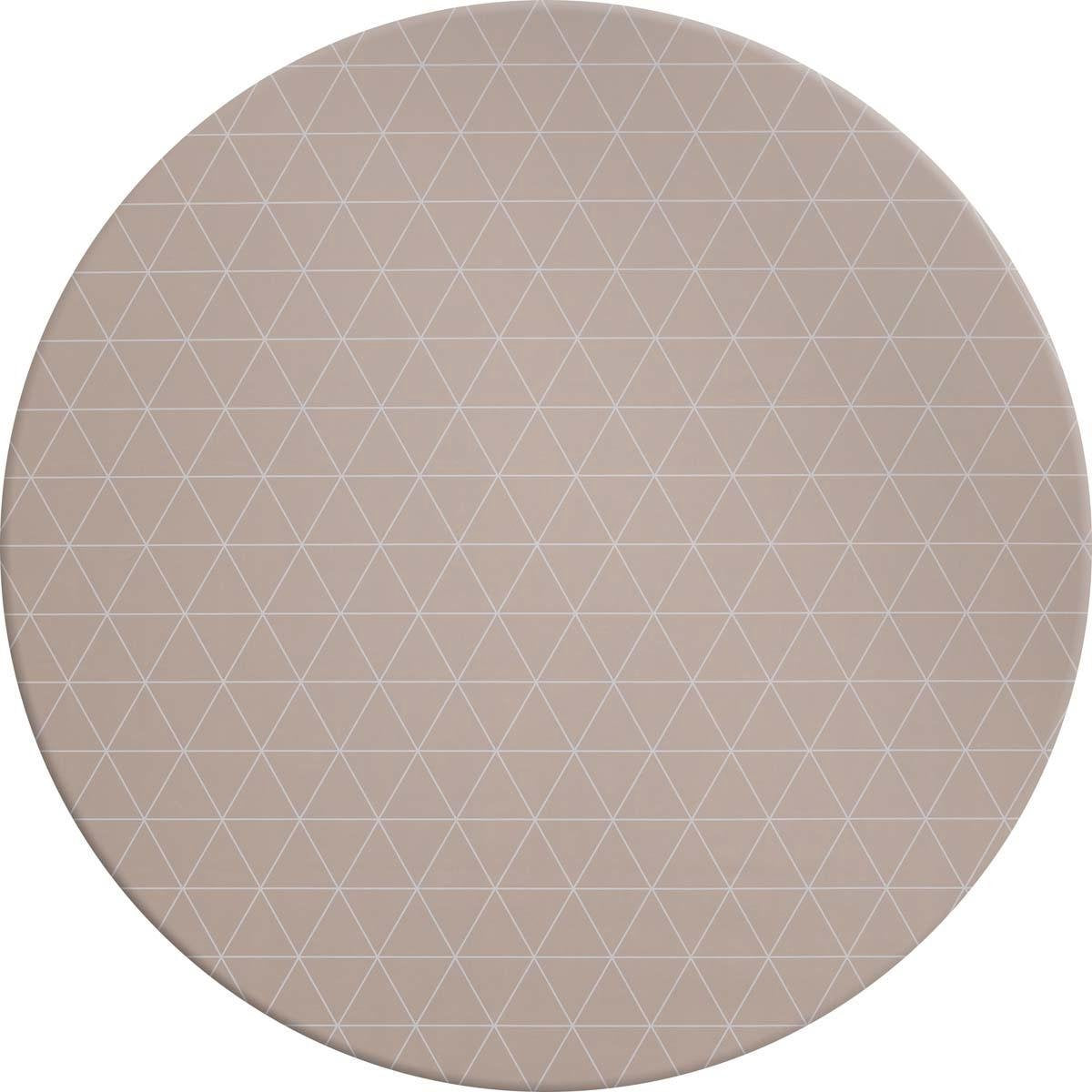 MixMamas Rond Tafelzeil - Ø 140 cm - Grafische print - taupe