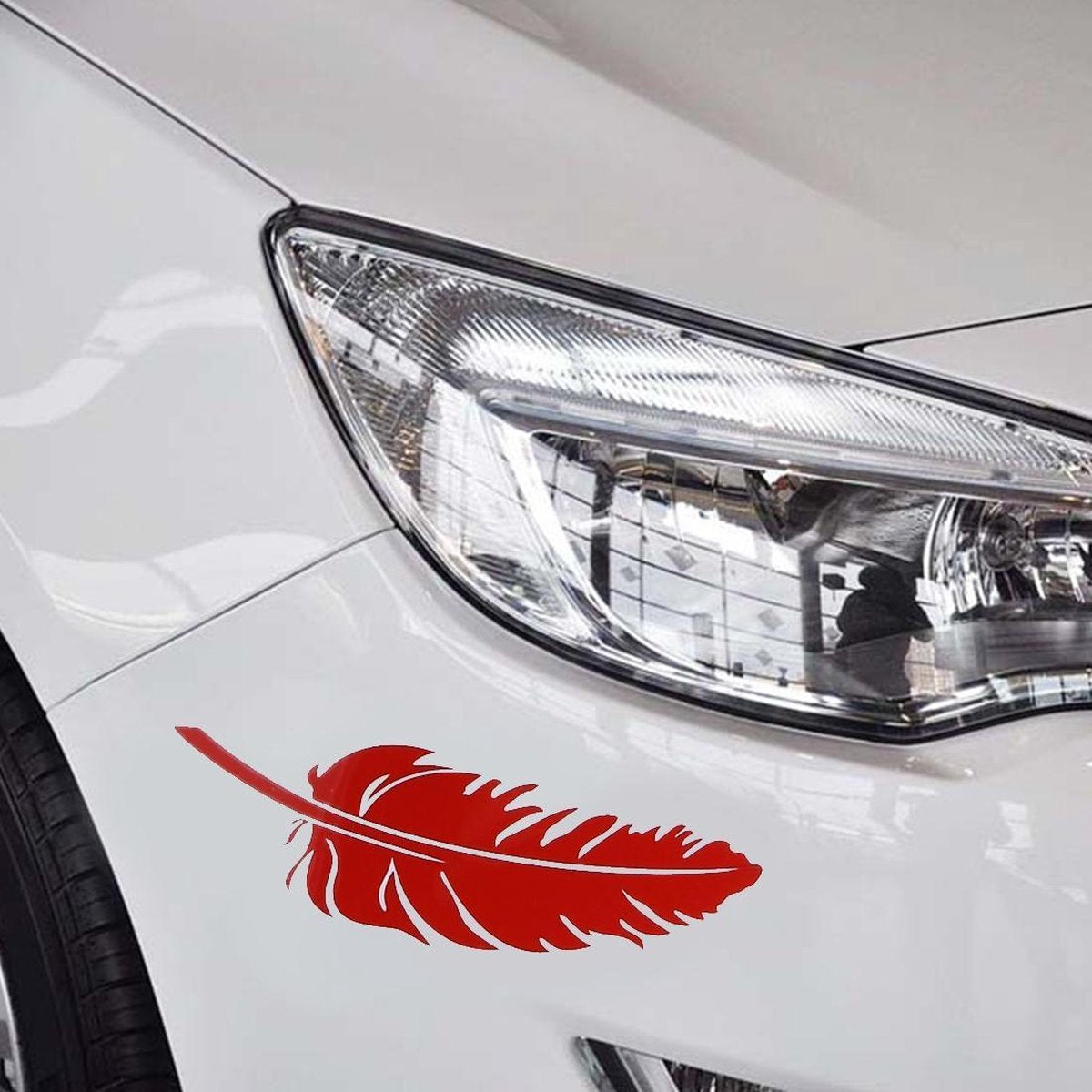 10 STKS embleem veer auto stickers waterdichte kunststof sticker sticker (rood)
