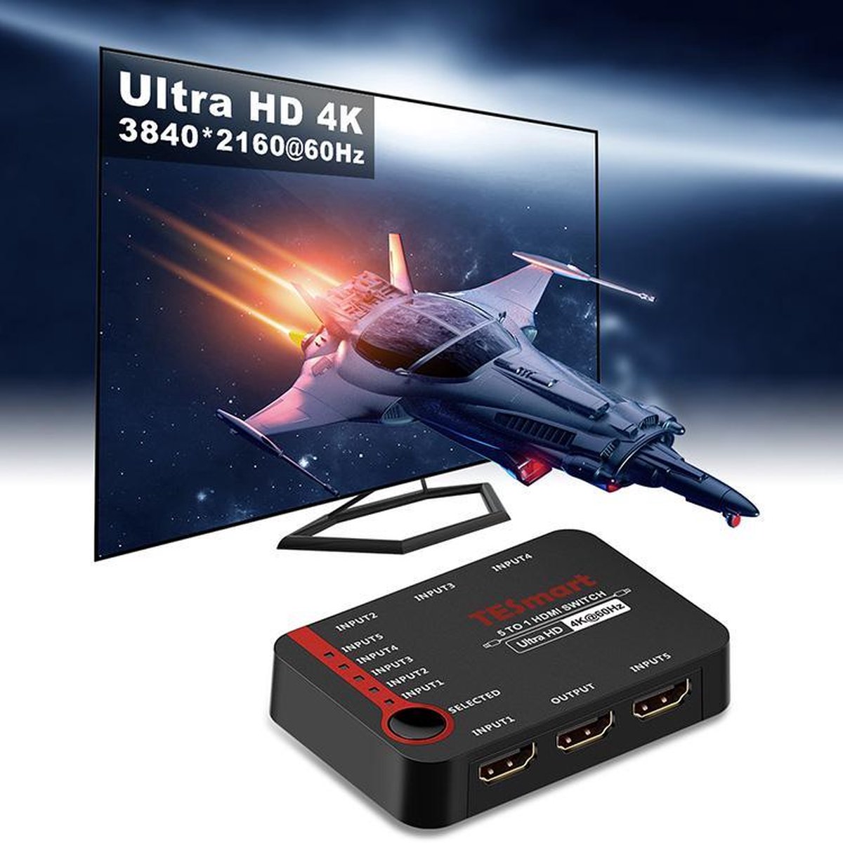 Viatel 5 Port HDMI Switch Switcher data rate up to 10.2 Gbps Up to 5 HDMI signal input 5x1 HDMI Switcher with IR