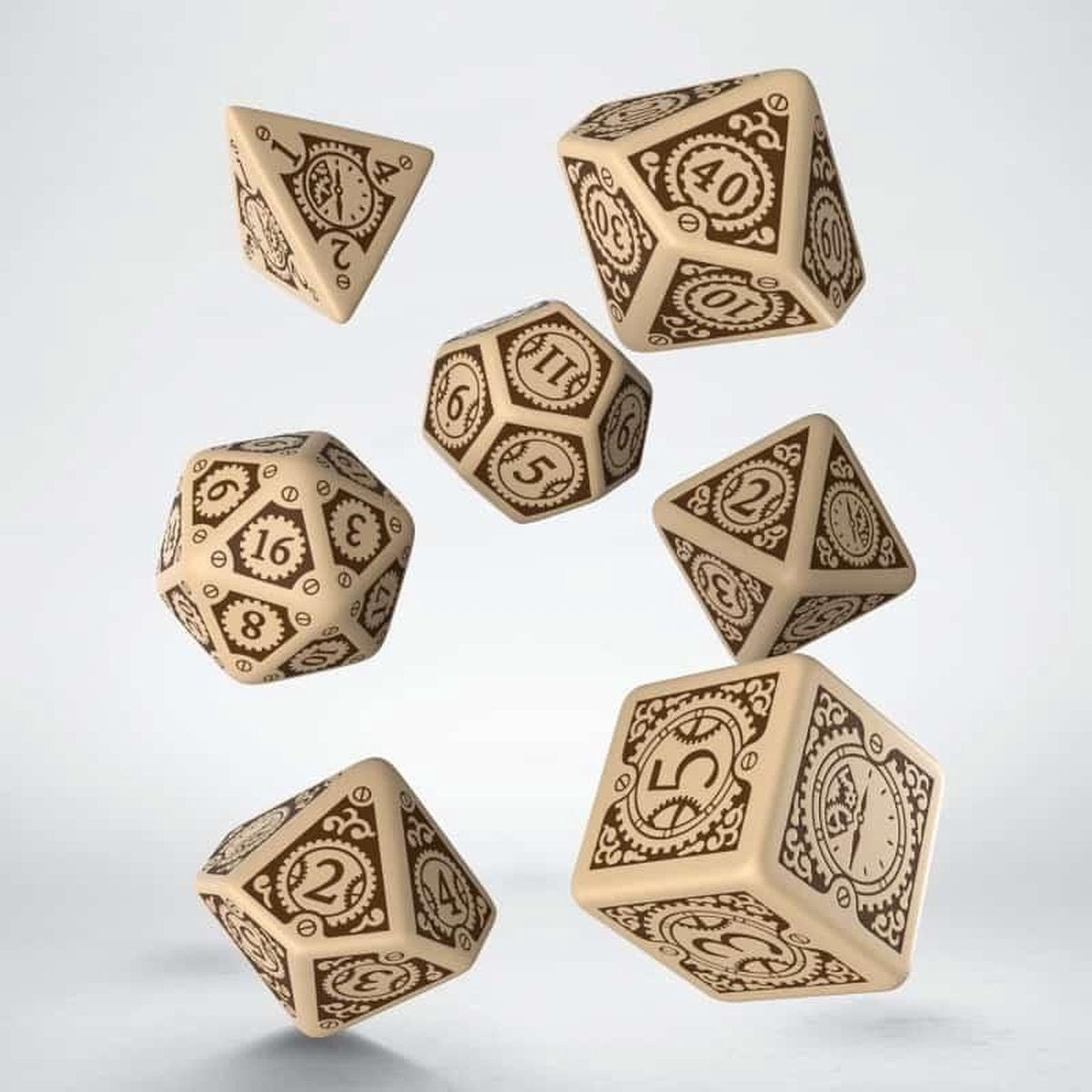 Steampunk Clockwork Beige & brown Dice Set