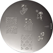 KONAD stamping plates M83 met 6 nagel figuurtjes.