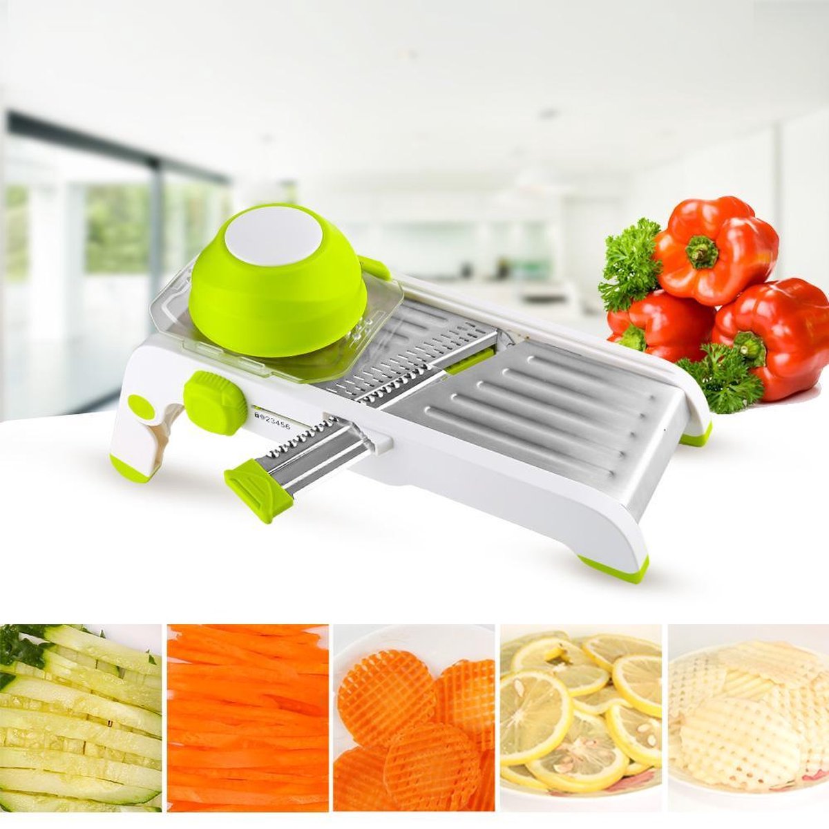 TBG Handleiding Keuken Mandoline Cutter Multifunctionele Rvs Groente Shredder Fruit Chopper Rasp Mandoline Slicer Green