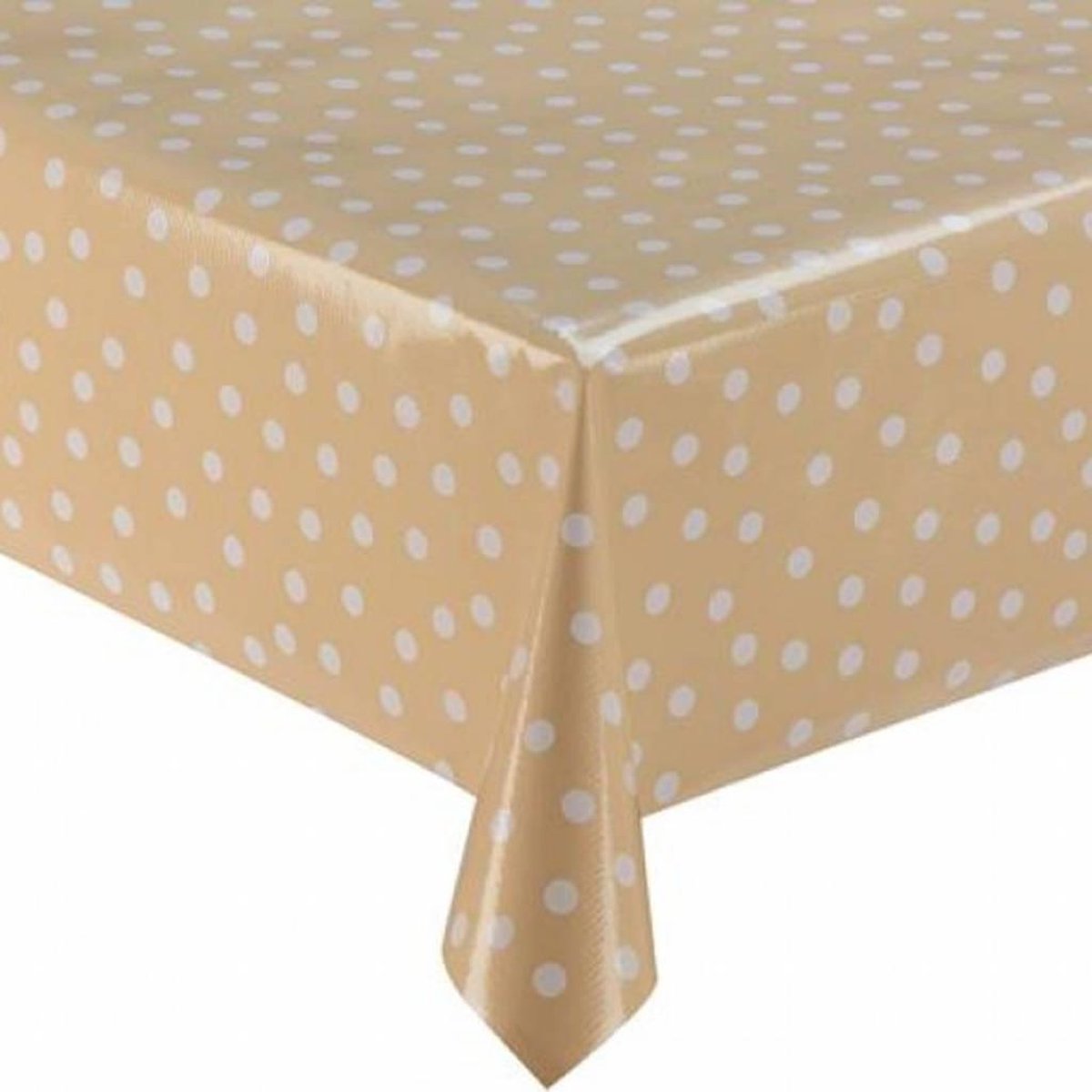 MixMamas Tafelzeil Stippen - 120 x 300 cm - Beige/Wit