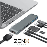 ZENXSTORE MacBook Pro Dock X USB C Hub - USB C Adapter - HDMI - 2x USB-C - SD Kaartlezers - 2x USB 3.0