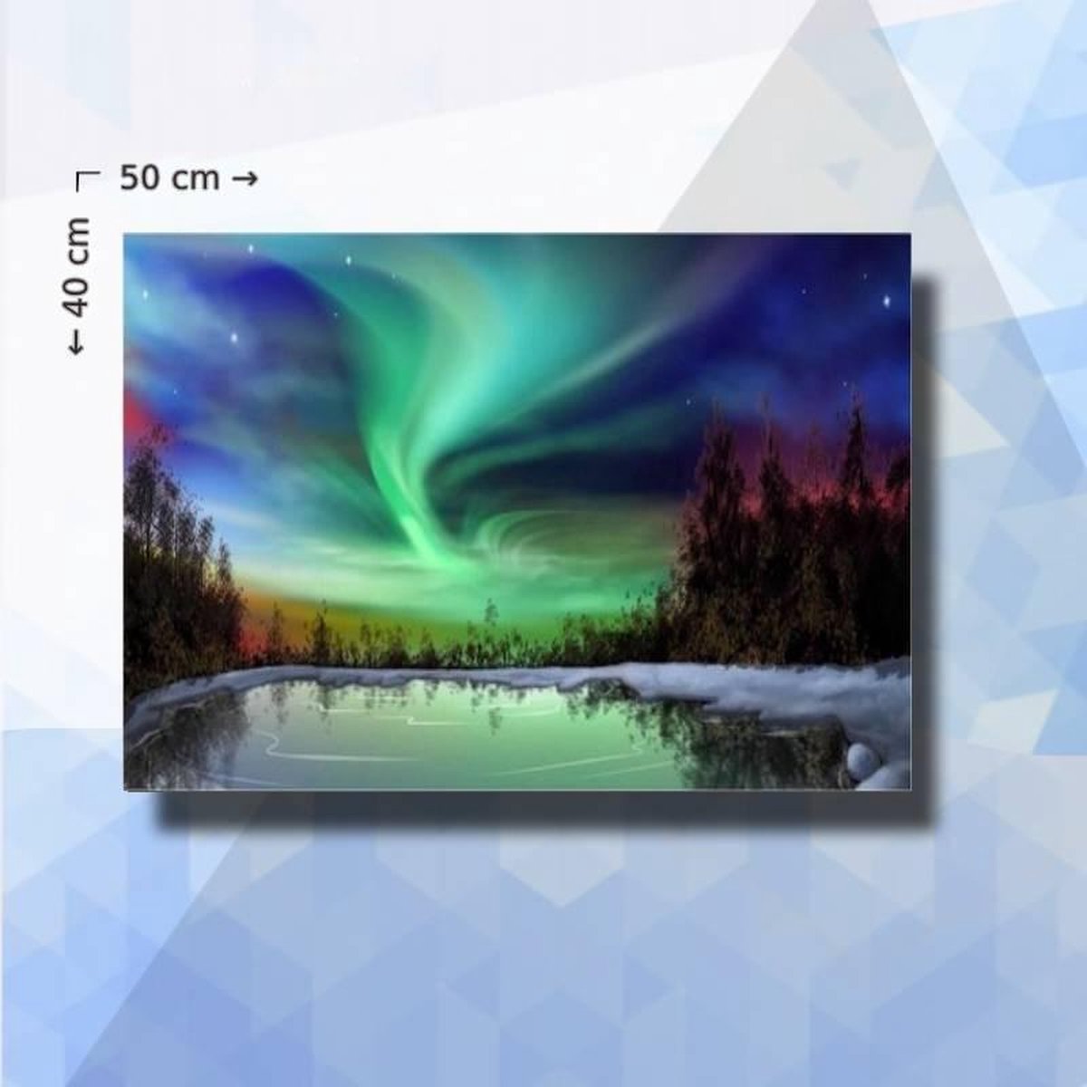 Diamond Painting Pakket Noorderlicht -  vierkante steentjes - 50 x 40 cm