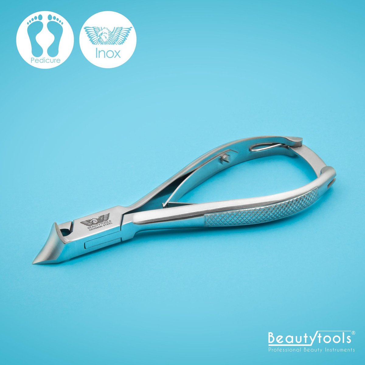 BeautyTools INOX Nagelknipper/Nageltang Voor Ingegroeide Harde Teennagels En Kalknagels - Dwarssnittang (Kopknipper) - 21 mm Gebogen Bek (NN-0003)
