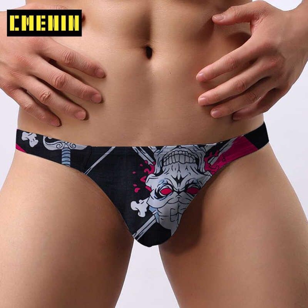 G-String Vrolijk Gekleurd Zwart Maat L