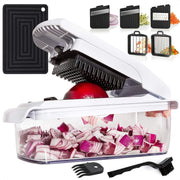 Lekro Multifunctionele Groentesnijder + Ovenschaal - Mandoline - Uiensnijder - Groentesnijder - Siliconen anti-slip mat - Glas & RSV