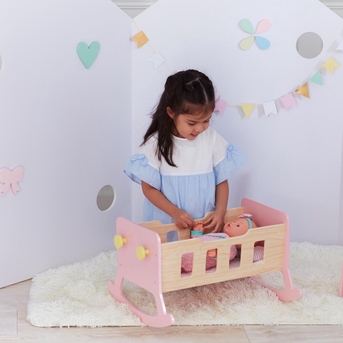 Olivias World 45 cm. Houten speelgoedwiegje voor poppen TD-12865A