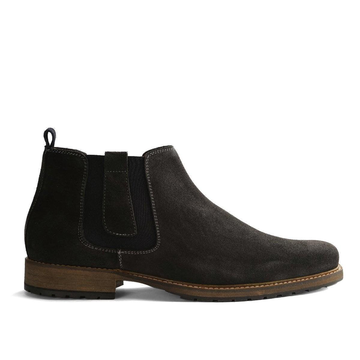 Travelin London Chelsea - Nette Suède Leren Chelsea Boots - Heren - Donkergrijs - Maat 40