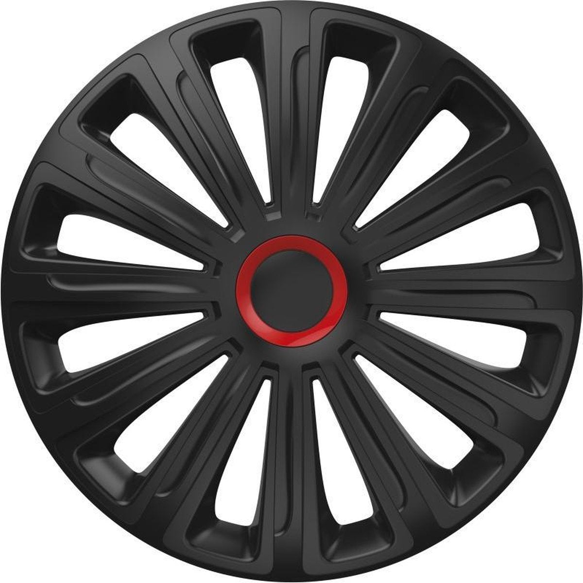 Wieldoppen 14 inch - Trend Zwart & Rood - 4 stuks