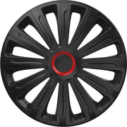 Wieldoppen 14 inch - Trend Zwart & Rood - 4 stuks