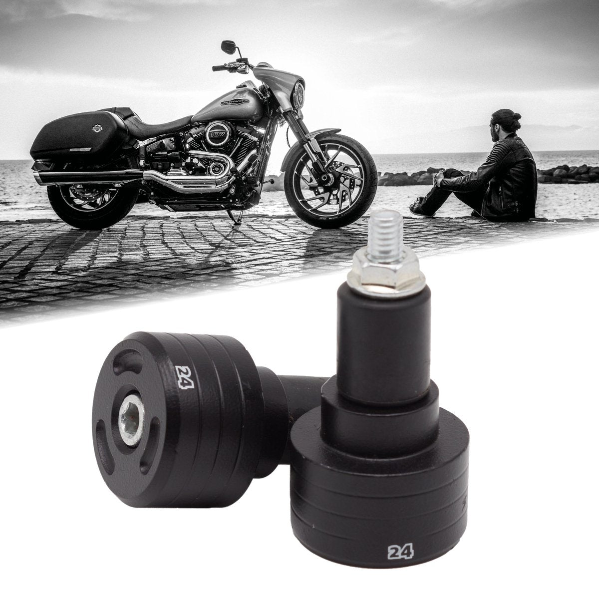 Motor24™ stuurgewicht motorfiets zwart - Voorkomt trillingen - Bar-end - Stuureind Motor Scooter
