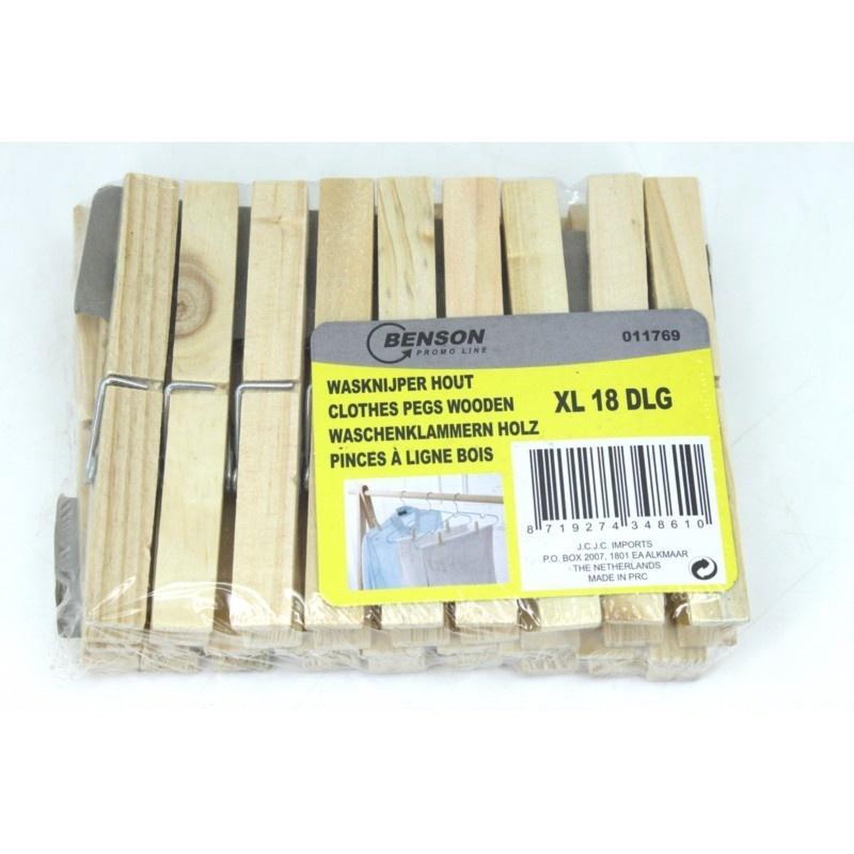 Bellson Wasknijpers Hout XXL - 18 stuks
