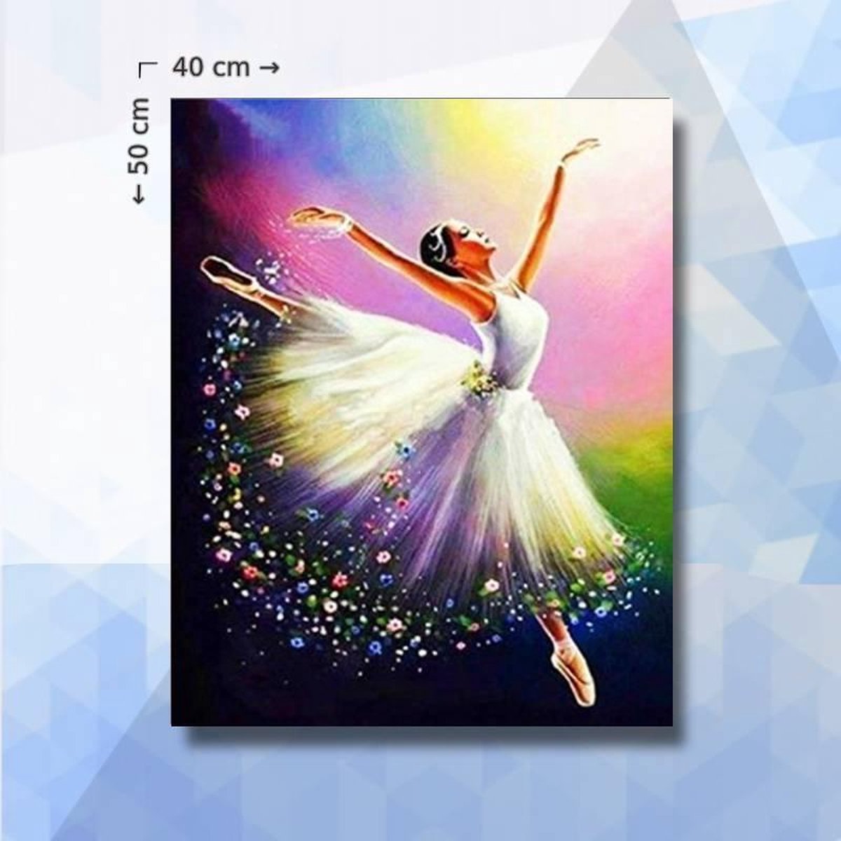 Diamond Painting pakket Bloemen Ballerina - ronde steentjes - 40 x 50 cm