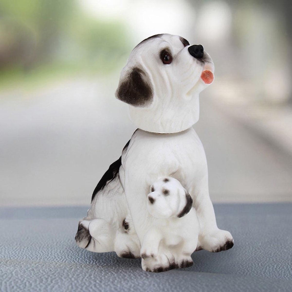 Auto-interieur Simulatie Hoofd Schudden Speelgoed Swingende Puppy Hond Zelfklevende Decor Ornament (Wit)