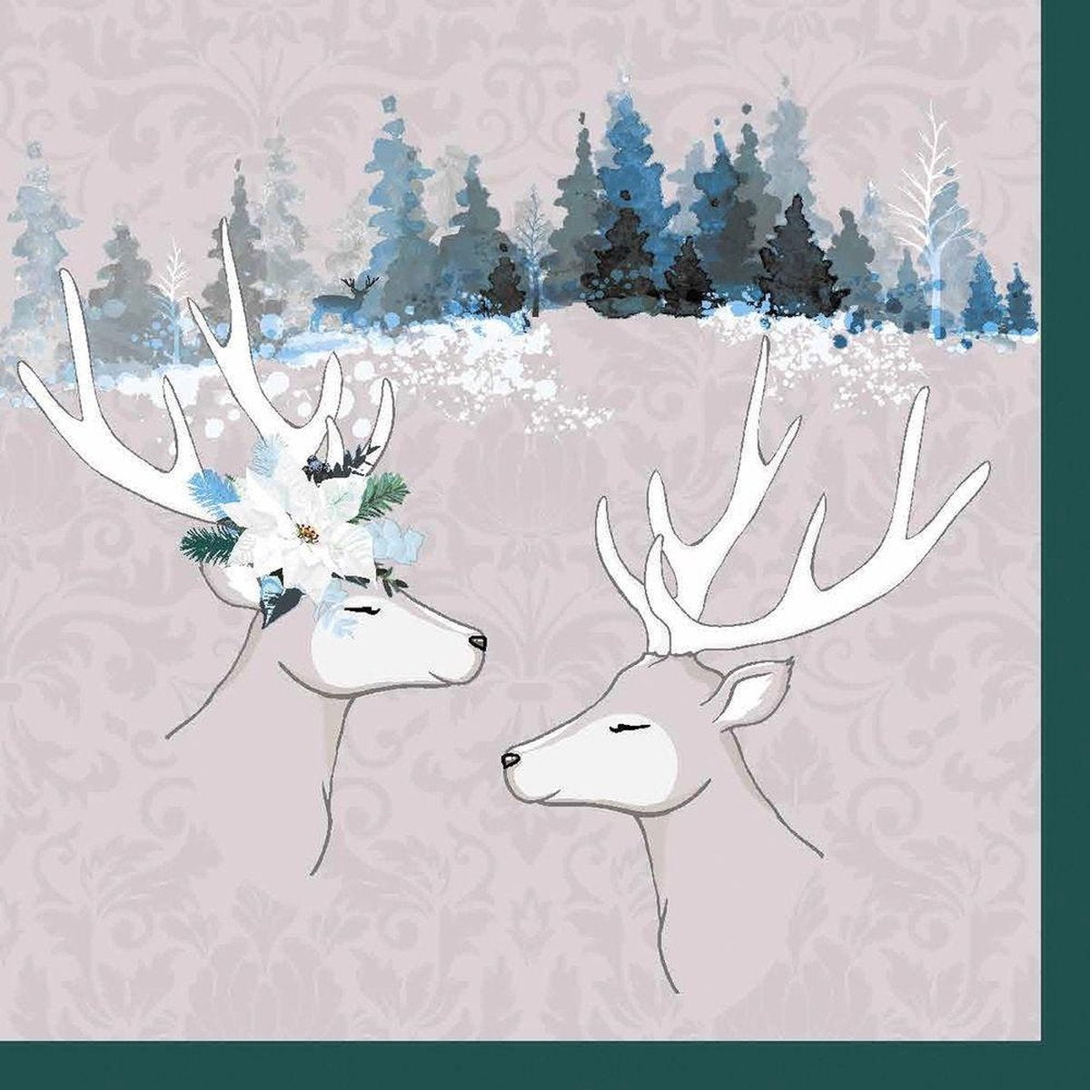 Duni Servetten Deer Love 3-laags 24 X 24 Cm Grijs/blauw 20 Stuks