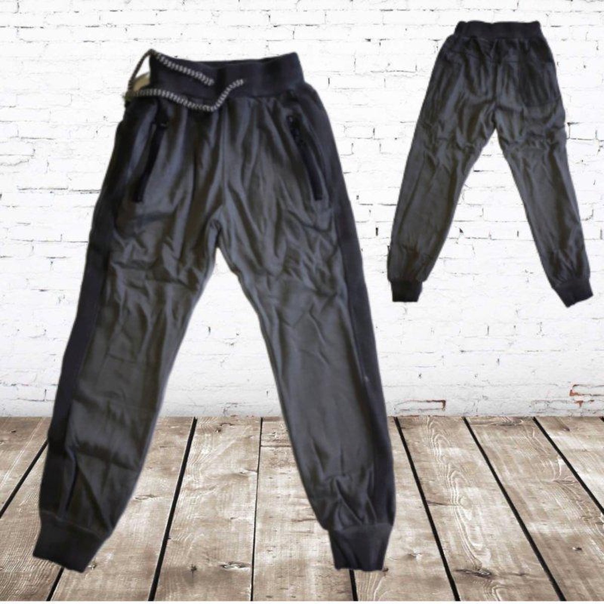 S&C Jongens joggingbroek bies grijs - 110/116